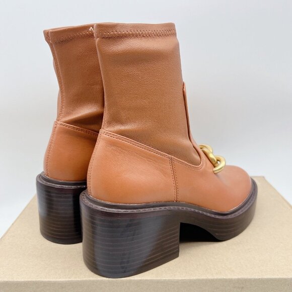 COACH Kenna Women’s Ankle Boots Platform Booties Brown Leather Block Heel US 5 B - Picture 9 of 15